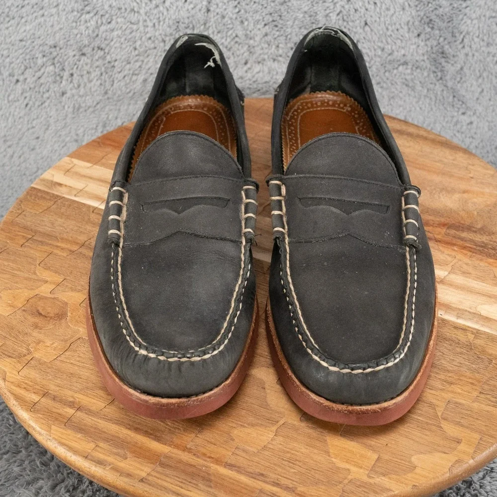 G.H. Bass Weejuns Waldo Penny Loafers  Black Suede Leather Men's Shoes Sz 11.5 D